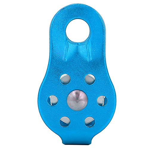 26KN Climbing Pulley, Fixed Plate Aluminum Alloy Rope Pulley Small Pulley System for Heavy Duty, Climbing, Zipline, Hauling Outdoor Activity - color: Blue