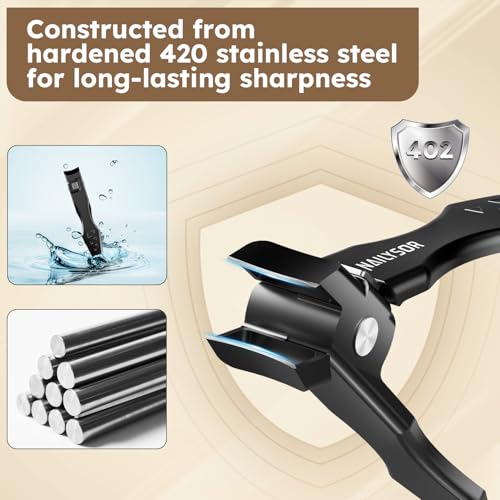 German Nail Clippers for Men Women with Catcher, Toenail Clippers for Thick Nails for Seniors, Toe Nail Clippers Wide Jaw Opening Ultra Sharp Safety Lock Nail Cutters - style: Classic