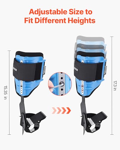 VEVOR Tree Climbing Spikes, 1 Pair Height-Adjustable Climbing Spurs, 350lbs Load Capacity Tree Climbing Gear with Straps, Arborist Equipment for Climbers, Hunting, Fruit Picking - color: Sky Blue