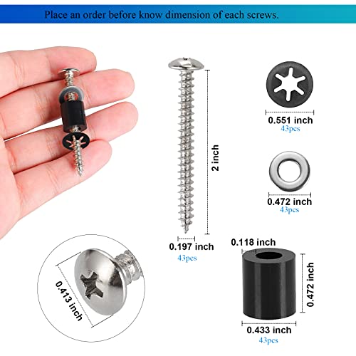 43 Set (172Pcs) Pegboard Mounting spacers and Screws Kit, Peg Boards Installation Hardware Accessories. Include Sturdy Screws, Spacers,Washers and Lock Clips for 1/8 Inch and 1/4 Inch Pegboard