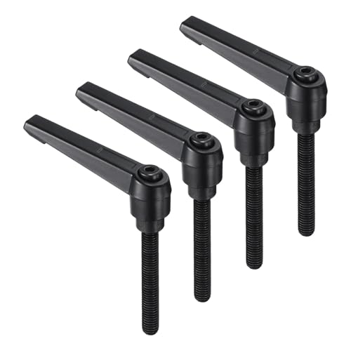 uxcell 4pcs Clamping Lever Handles, M8 x 60mm Black Oxide Carbon Steel Threaded Male Stud, Adjustable Handles Locking Quick Release Ratchet Push Button Bolt Knobs, Black - size: M8 x 60mm