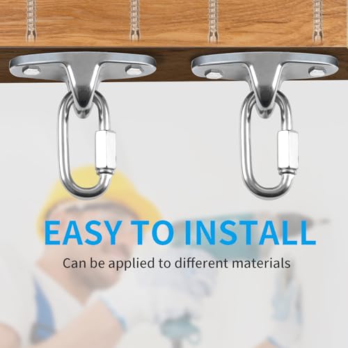 Stainless Steel Heavy Duty Swing Hanger, Eye Hooks with Brackets Wooden and Concrete Bolts 2000 lb Capacity Playground Porch Yoga Seat Trapeze SwingSets Indoor Outdoor - size: 1 Pack