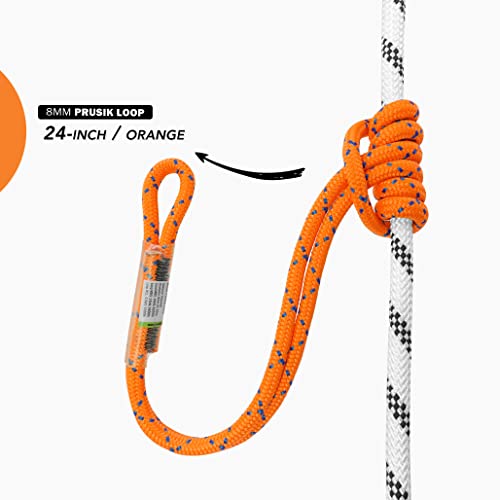 GM CLIMBING 8mm (5/16") Prusik Loop Pre-Sewn 18 inches / 24 inches - color: Black-18 Inch