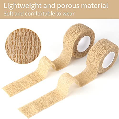 12pc-1 Inch Wide Skin Colour Elastic Self- Adhesive Bandage Finger Tape,Bandage Wrap for Wrist and Ankle,Chair and Table Legs to Reduce Friction and Noise - color: Skin Colour 12pcs