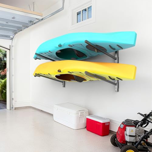 WALMANN Heavy Duty Wall Mounted Kayak Storage Rack for Garage, Adjustable Kayak Hangers for Wall, Holds Up to 220 lbs - style: 2-Tier