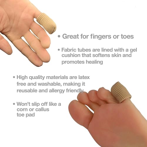 SOHLER 6 Packs Closed Toe Caps Finger Covers Sleeve Protectors, Elastic Fabric Lined with Soft Gel (Small) - size: Small