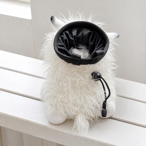Funny Highland Cow Rock Climbing Chalk Bag, Soft Fluffy Cow Climbing Chalk Pouch with Drawstring Adjustable Belt, Fit Bouldering, Gymnastics Outdoor Activities for Climbers - color: white
