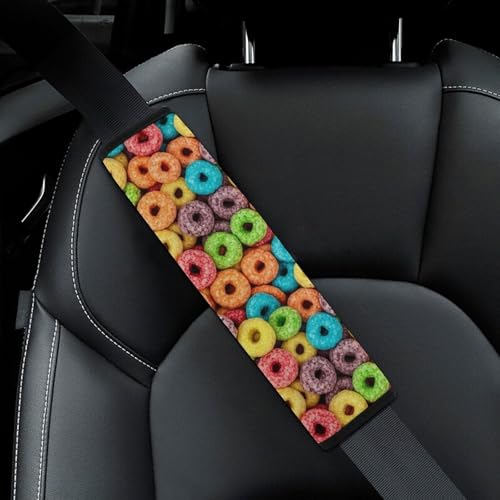 2PCS Breathable Car Seat Belt Pad for Elderly Support, Stroller Pushchair High Chair, Food Fruit Hoops Cereal Seat Belt Cushion, Anti-Slip Pad - color: Pattern 967