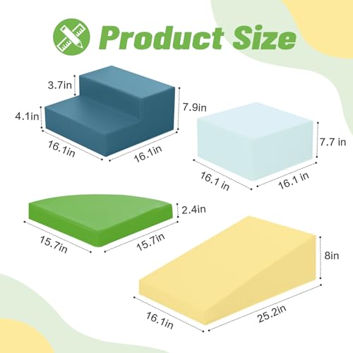 TODIBY 6-Piece Soft PU Leather Toddlers Climbing Toys, Baby Foam Climbing Blocks for Toddlers 3, Foam Play Gym Climbing Structures, Indoor Climb and Crawl Activity Play Set (Light Blue and Green) - style: Macaroon/Light Blue/Green