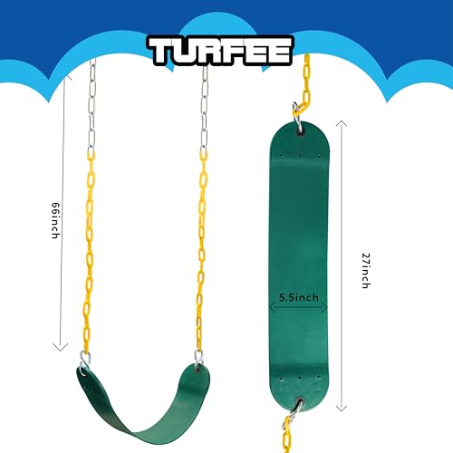 TURFEE 3 Pack Green Swing Seats Heavy Duty with 66" Chain, Swing Set Accessories Replacement with Snap Hooks for Kids Outdoor Play Playground, Trees, Backyard (Limit 300lb) - style: Swing set