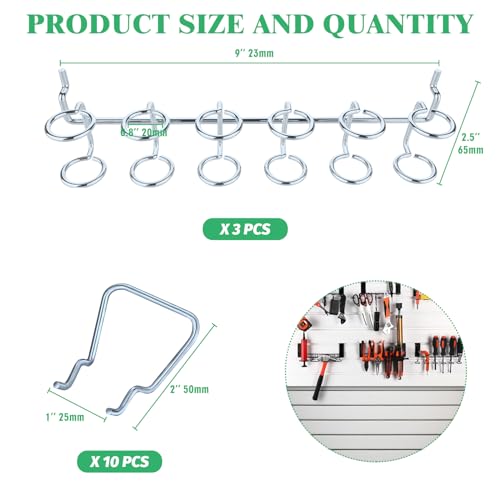 13Pcs Pegboard Screwdriver Pliers Holders Set Contains Double Loop Shelving Display Organizer Hooks and Multi Ring Peg Board Hanging Hook for Shop Store Supermarket