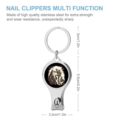 Vintage Rock Climbing Mountain Climber Nail Clippers Stainless Steel Fingernail and Toenail Cutters with Bottle Opener and Keychain for Men Women
