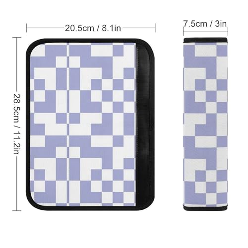Universal Soft and Comfortable Car Seat Straps Shoulder Pads for Girls and Boys, Most Cars, 1 Pair Checkered Plaid Lavender Purple Harness Pads Strap Comfortable Driving - color: Pattern 45
