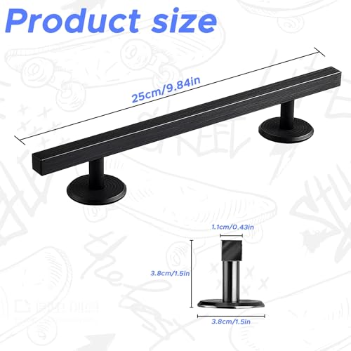 10" Fingerboard Rail-Heavy-Duty Aluminum Alloy Fingerboard Obstacle with Stabilizing Discs & Non-Slip Base, DIY Mini Skatepark Accessory for Fingerboard Players, Custom Cityscape Builders Black