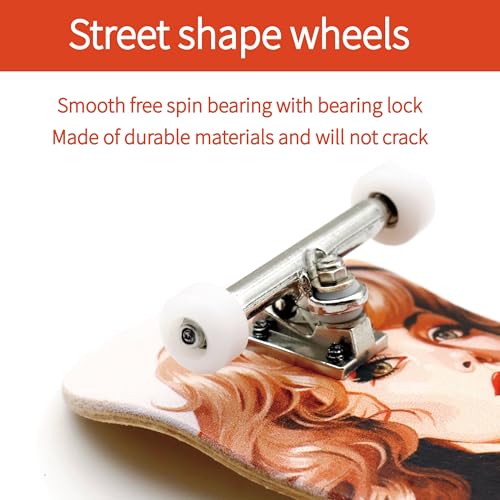 36mm Pro Fingerboard with Wooden Finger Skateboard Deck Upgraded Finger Board Trucks Street Shape Bearing Wheels (Girl) - color: Girl