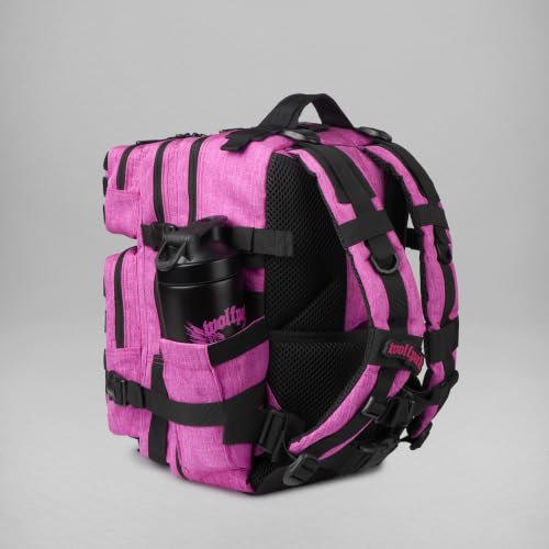 WOLFpak 35L Athletic Gym Backpack - Durable 1000D Waterproof Oxford Material with MOLLE Webbing, Laptop Pocket - color: Deathwing Pink