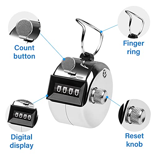 Tally Counter, 4-Digit Clicker Counter, Metal Hand Tally Counters Clicker Pitch Counter for Counting, Knitting, Coaching, Golf, Lap, Fishing - color: A-3 PCS