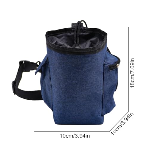 Chalk Bag for Rock Climbing Drawstring Closure Zippered Pockets Adjustable | Chalk Organizer for Rock Climbing, Bouldering, Weightlifting, Gymnastics, Adults Women Men - color: Navy Blue