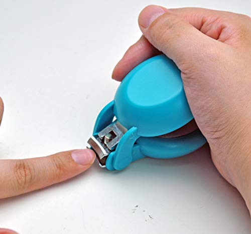 HARAC Special Needs Nail Clippers for Arthritic Hands, Senior and Kids, Adapted Nail Clipper for Fingernail and Thick Toenail, Made in Japan (Blue) - color: Blue