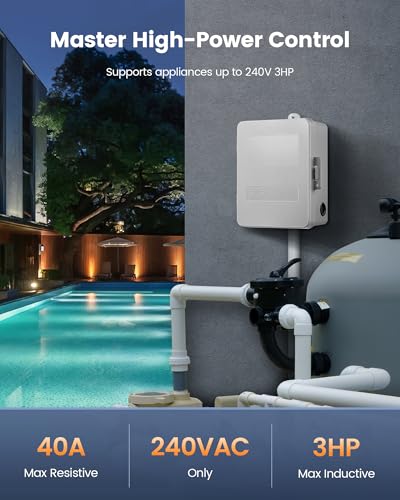 SURAIELEC Digital Pool Timer, 40AMP 240V 3HP, 7-Day Pool Pump Timer Switch | Programmable Box for Swimming Pump, Hot Water Heater, Lights, Simultaneously Controls Up to 3HP Devices, Outdoor/Indoor Use - style: 240VAC 3HP