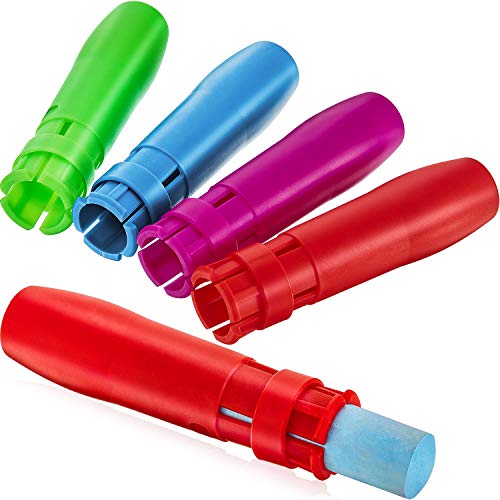 Outus 5 Pieces Sidewalk Chalk Holders Railroad Chalk Holder Jumbo Plastic Adjustable Clip for Kids Teachers Students Back to School Office Classroom (Bright Colors)