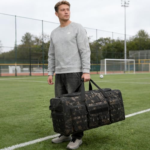132L Extra Large Duffle Bag, Heavy Duty Sports Equipment Travel Duffel Bag | Perfect for Soccer Baseball Basketball Hockey Football Team Coaches & More - color: Black CM