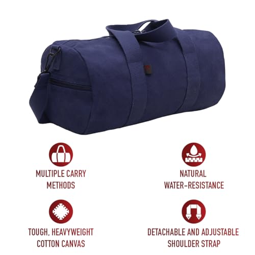 Rothco Heavy-Duty Canvas Shoulder Duffle Bag - Rugged Travel Gym Gear Equipment Bag - color: Navy Blue, size: 19 Inches