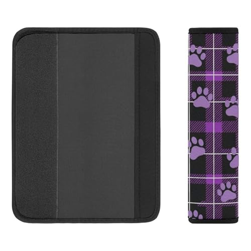 Universal Soft and Comfortable Car Seat Straps Shoulder Pads for Girls and Boys, Most Cars, 1 Pair Purple Paw Print Buffalo Check Harness Pads Strap Comfortable Driving - color: Pattern 1017