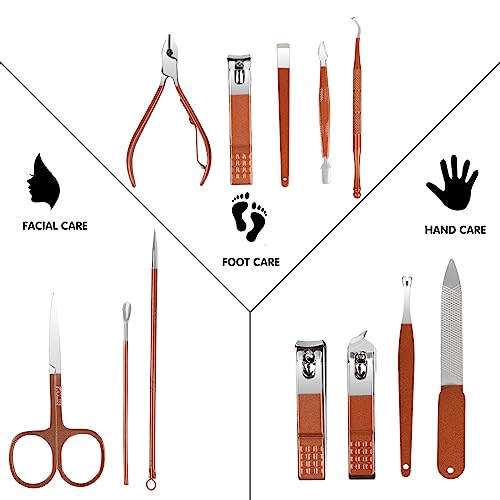Nail Kit, Manicure Kit, Nail Care Kit for Women, Manicure Pedicure Set, Nail Clippers Toenail Clippers Kit, Professional Manicure Kit Pedicure Kit, Pink Travel Case, Set of 12. - color: Pink