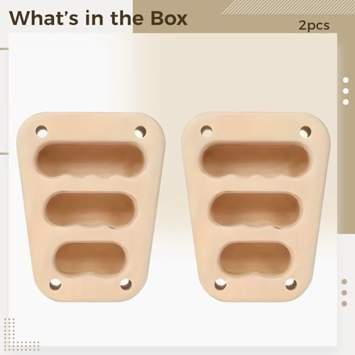 2 Pcs Wood Hangboard, Finger Strength Training Trapezoid Rock Climbing Holds, for Home Gym and Pull Up Bar, with Three Finger Grooves