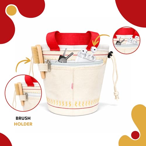 Chalk Bag for Rock Climbing, Bouldering, and Weightlifting - Asian-Inspired Design - Premium Chalk Bucket with Quick-Clip Belt, Zipper Pocket, Brush Holder - color: Cup of Chalk