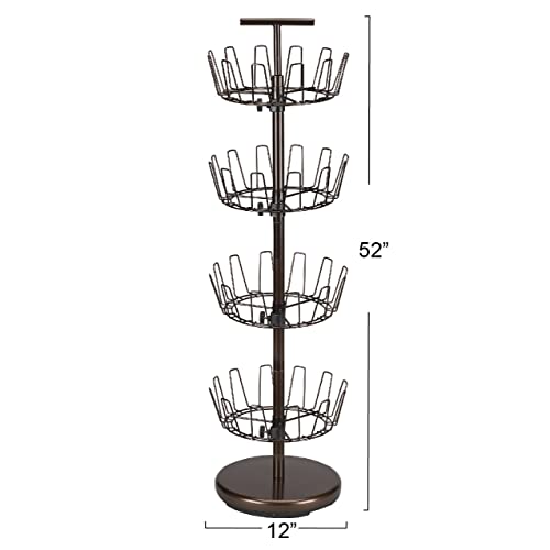 Household Essentials 2139-1 Metal Four-Tier Adjustable Revolving Shoe Rack | Holds up to 24 Pairs of Shoes | Antique Bronze Finish - color: Bronze