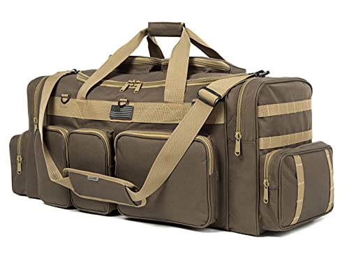K-Cliffs Tactical Range Duffel Heavy Duty Large Gear Duffle Durable Quality Travel Sports Gym Equipment Bag Military Molle with Lockable Zippers with US Flag Patch 33 Inch Khaki - size: 33 Inch Khaki