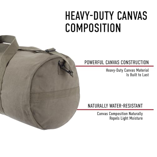 Rothco Heavy-Duty Canvas Shoulder Duffle Bag - Rugged Travel Gym Gear Equipment Bag - color: Olive Drab, size: 15 Inches