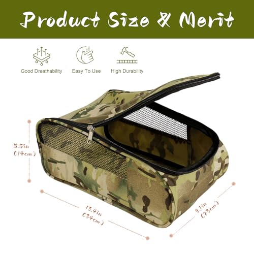 Golf Shoe Bag, Outdoor Zipper Sports Shoe Strap Bag with Air Mesh Ventilation, Durable Waterproof Golf Shoe Carry Bags with Sturdy Handle for Gym, Soccer, Running & Suitcase Packing(Green Camouflage) - color: Green Camouflage