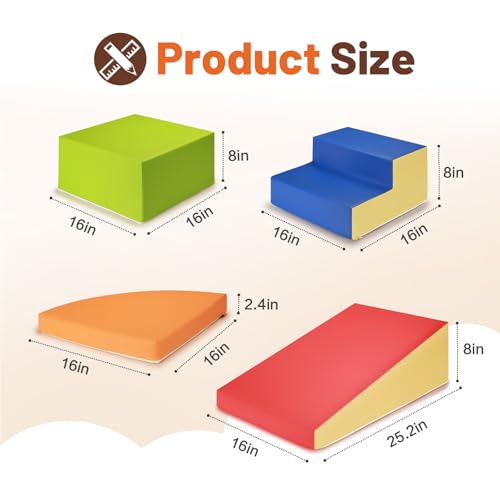 TODIBY 6-Piece Soft PU Leather Toddlers Climbing Toys, Baby Foam Climbing Blocks for Toddlers, Foam Play Gym Climber Structures for Toddler 3, Indoor Climb and Crawl Activity Play Set - style: Classic