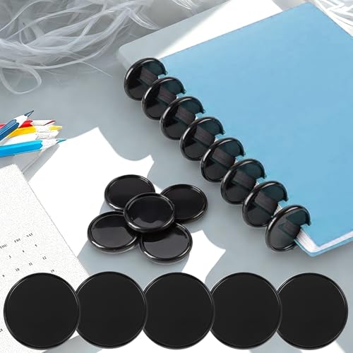 60 Pcs 2 Inches Discbound Expansion Discs, Plastic Disc Binding Rings, Notebook Expansion Discs for DIY Notebooks, Book Binding and Planner Scrapbooking Supplies (Black)