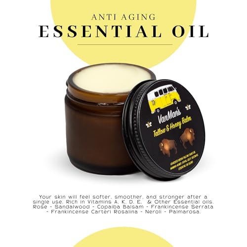 Vanman’s Tallow and Honey Balm - Grass-Fed/Finished Bison Tallows and Essential Oils, Raw Manuka Honey, Organic Royal Jelly, Beeswax, Cold Pressed Olive Oil - Tallow Skin Care for Dry Skin - 2.4 oz - size: 2.4 Ounce (Pack of 1), style: Classic - Scented