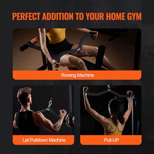 VEVOR LAT Pulldown Attachments, Cable Machine Rowing T-bar V-bar Tricep Pull Down Bar, Back Strength Training Rubber Coated Handle Grip, Bicep Curl Tricep LAT Pulldown Bar for Home Gym Fitness - size: 33x4.5x6.7"