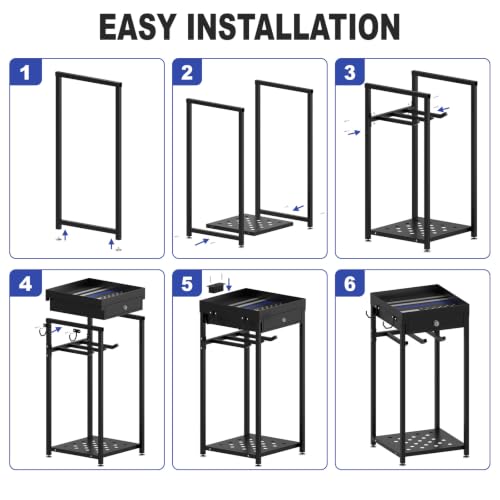Police Gear Rack with Built-in Power Strip, Tactical Gear Organizer Stand for Duty Belt, Police Vest, Body Armor, Plate Carrier, Helmet Storage, Heavy Duty Gear Rack - size: Freestanding w/Combination Lock