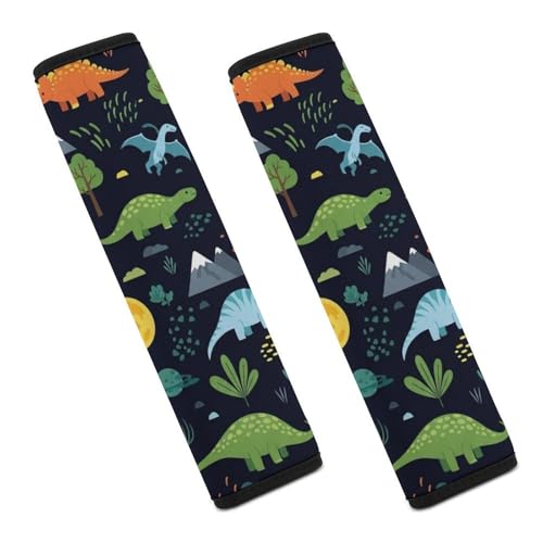 2 Pack Cool Dinosaurs Seat Belt Cover Universal Fit Shoulder Protector for Adults and Children, Most Cars, Comfortable Driving - color: Pattern 906