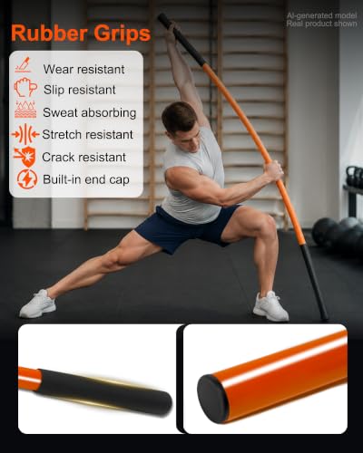 76"/76"/56" Yoga Stick, Stick for Mobility Training Stick with Anti-Skid & Tear-Resistant Rubber Sleeve, Stick for Mobility Bundle Improve Flexibility Strength, for Running Fitness Golf Pickleball