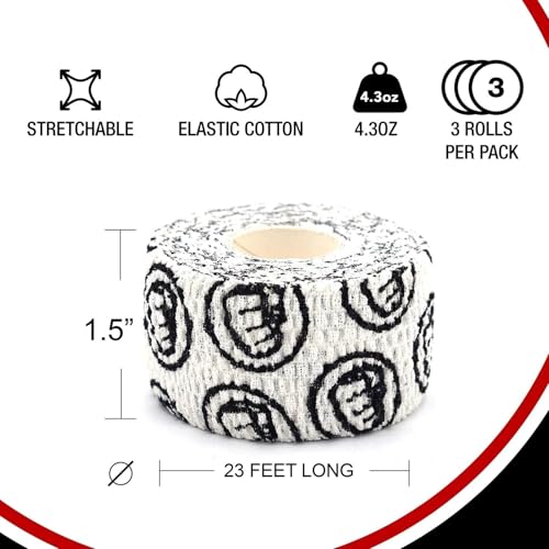 WOD Nation Flexible Hook-Grip Athletic Tape – Easy-Tear, Sweat-Proof Thumb & Finger Strips for Weightlifting - color: White