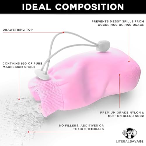No Mess Climbing Chalk Ball for Lifting, Climbing, Gymnastics & Crossfit – Refillable Chalk Ball with Pure Magnesium Carbonate for Dry Hands & Better Grip – 2.3 oz - color: Pink