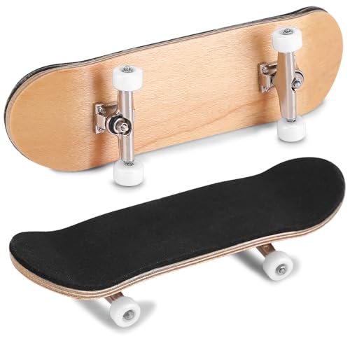 Milltrip Wooden Finger Skateboards, 1Pc Maple Wooden Alloy Fingerboard Finger Skateboards with Box Reduce Pressure Gifts (White) - color: White