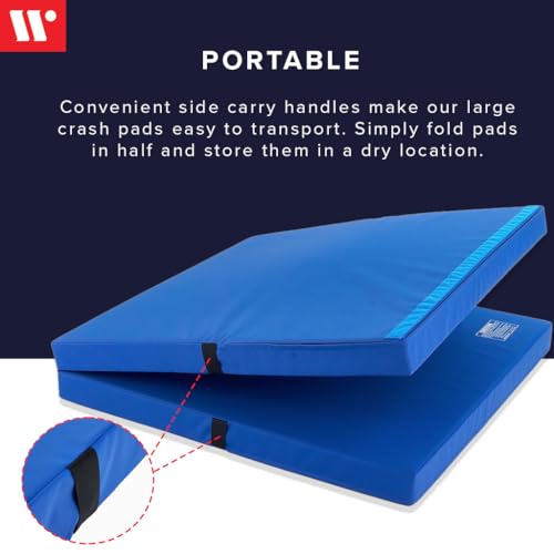 We Sell Mats Bifolding Gymnastics Crash Landing Mat Pad, Safety for Tumbling, Back Handspring Training and Cheerleading - color: Blue, size: 4 ft x 8 ft x 12 Inch