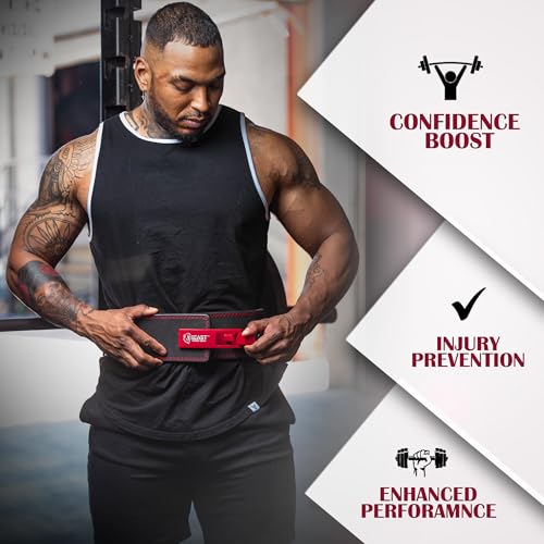 Beast Power Gear Weight Lifting Belt Lever Buckle 10MM 13MM Thick & 4 Inches Free Strap Weightlifting, Powerlifting, Deadlifts, Squats Men Women - color: Black/Red, size: Small