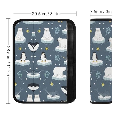 2 Pack Blue Mustard Cute Animals Narwhals Polar Bears Car Seat Straps Shoulder Pads Breathable Shoulder Protector for Elderly Support, Most Cars, Pressure Relief - color: Pattern 1063