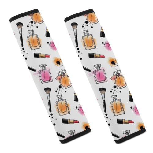 2 Pack Universal Fit Car Seat Belt Pad for Adult Use, All Vehicles, Perfume Lipstick Seat Belt Covers Cushion, Anti-Slip Pad - color: Pattern 395