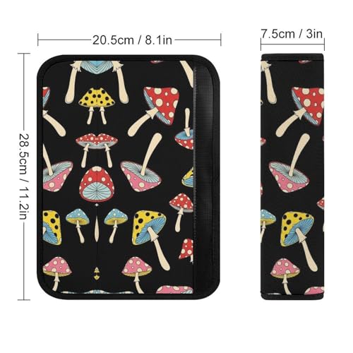 2 Pack Universal Fit Seat Belt Shoulder Pad for Kids, Car Seats Pushchair Strollers High Chair Pushchair, Colorful Mushrooms Shoulder Protector, Anti-Slip Pad - color: Pattern 964